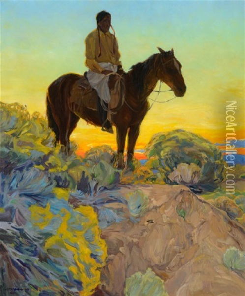 Sundown Oil Painting - Walter Ufer