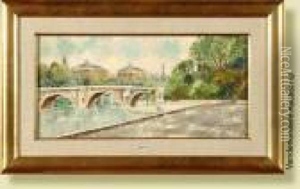 Le Pont Neuf A Paris Oil Painting - Pierre Thevenet
