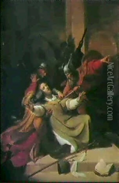 Thomas Becket Overfalles I Katedralen I Canterbury Av Fyra  Riddare Oil Painting - Karl Anton Heinrich Mucke