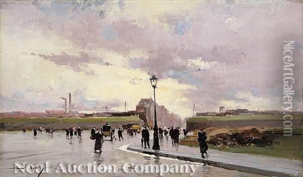 Les Fortifications De Paris Oil Painting - Eugene Galien-Laloue