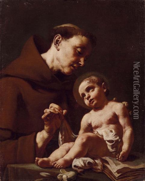 Sant'antonio Da Padova E Il Bambin Gesu Oil Painting - Francesco Cappella