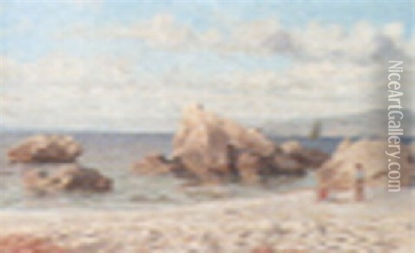 View Of The Italian Coast Oil Painting - Harald-Adof-Nikolaj Jerichau