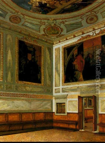 The Sala Del Antichiesetta In The Ducal Palace, Venice Oil Painting - Josef Theodor Hansen