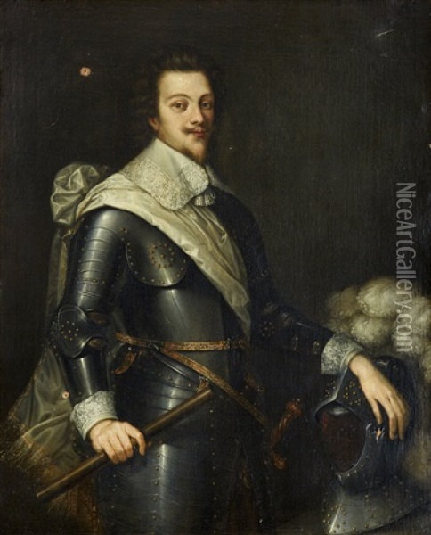Portratt Av Man I Rustning, Tidigare Kand Som Jean Louis De Nogaret De La Valette, Duc D'epernon (1554-1642) - Knabild Oil Painting - Louis Testelin