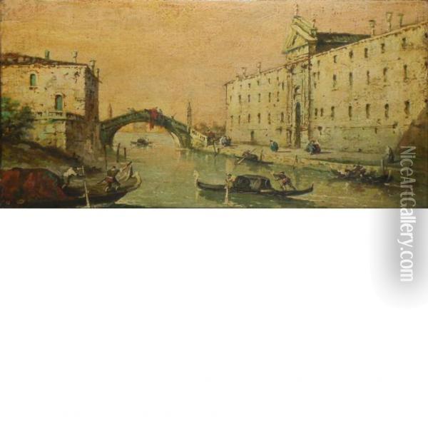 Views Of Venetian Canals Oil Painting - Francesco Guardi