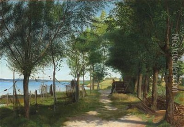 Fiskeplads Ved Praesto Oil Painting - Charles Alfred Emanuel Henrichsen Bremsen