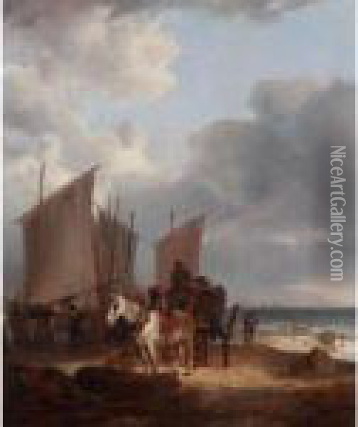 Loading Fish, Near Southampton Oil Painting - Snr William Shayer