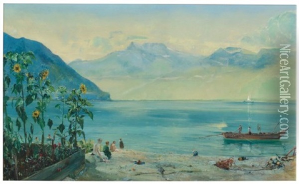 Lake Geneva Oil Painting - John William Inchbold