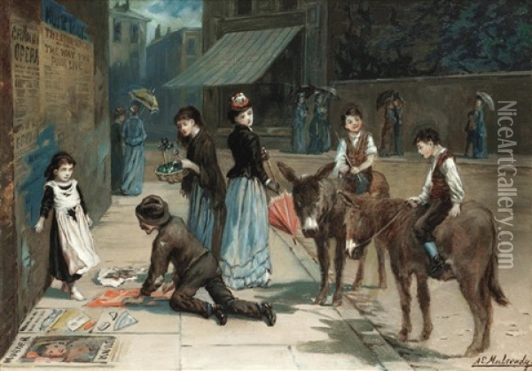 Favourable Critics' Oil Painting - Augustus Edwin Mulready