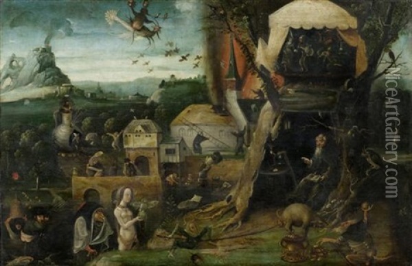 Die Versuchung Des Heiligen Antonius Oil Painting - Hieronymus Bosch