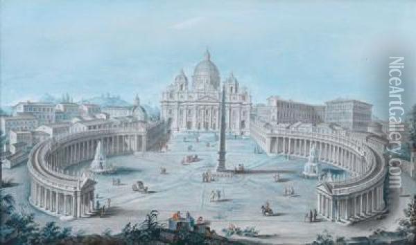 Blick Auf Die Piazza San Pietro Oil Painting - Salvatore Colonelli-Sciarra