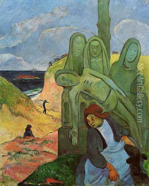 Green Christ Aka Breton Calvary Oil Painting - Paul Gauguin