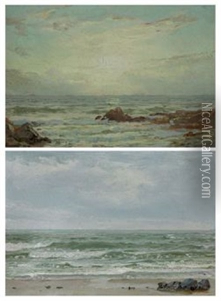 Bude Haven (+ Seascape; 2 Works) Oil Painting - William Trost Richards