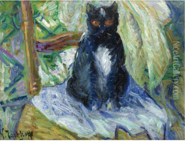 Black Cat Oil Painting - Nikolai Aleksandrovich Tarkhov