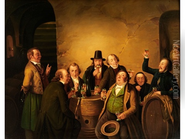 Die Weinprobe Oil Painting - Johann Peter Hasenclever