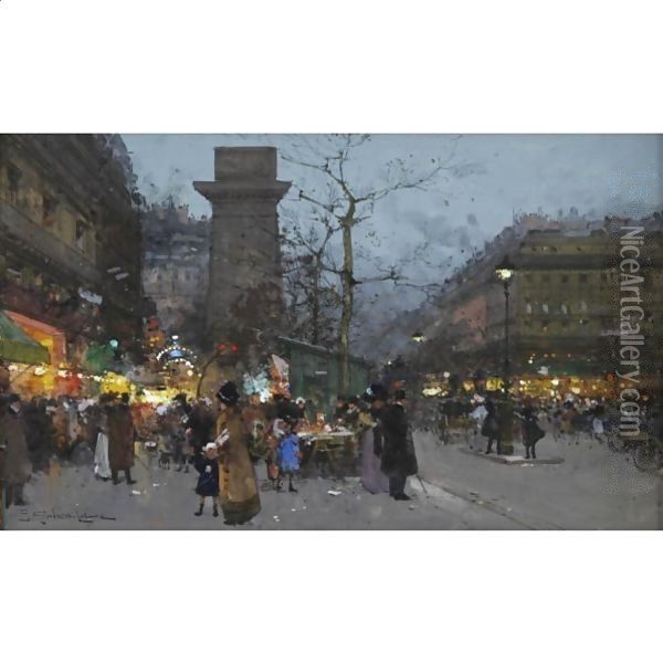 La Porte Saint Denis 3 Oil Painting - Eugene Galien-Laloue