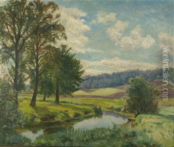 Spatsommer Am Bach Oil Painting - Louis Lejeune