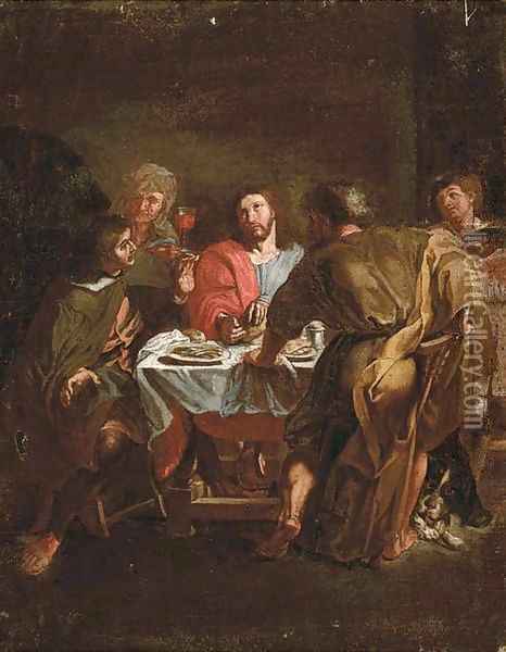The Supper at Emmaus Oil Painting - Charles Lebrun