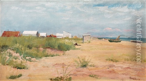 Beach Scene, Skagen Oil Painting - Anna Kirstine Ancher