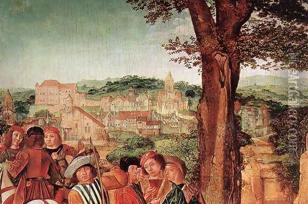 St Gilles and the Hind (detail) c. 1500 Oil Painting - Master of St. Gilles