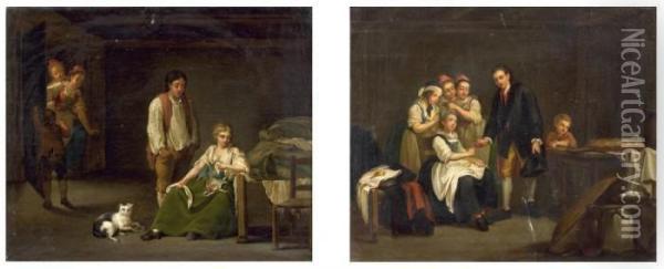 Scene De La Vie Paysanne Oil Painting - Georg Melchior Kraus