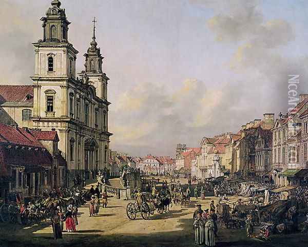 View of Krakowskie Przedmiescie from Ulica Nowy Swiat, Warsaw, 1778 Oil Painting - Bernardo Bellotto