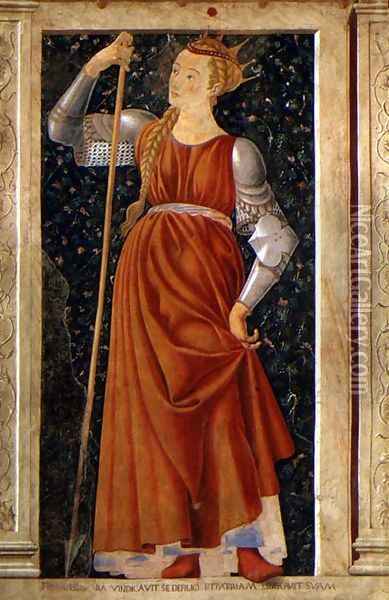 Queen Tomyris, from the Villa Carducci series of famous men and women, c.1450 Oil Painting - Andrea Del Castagno