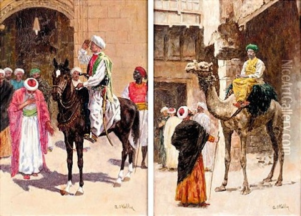 A Question For The Sultan (+ The Sultan's Reply; Pair) Oil Painting - Aloysius C. O'Kelly