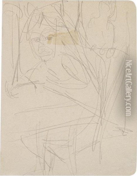 Madchen Am Tisch Oil Painting - Ernst Ludwig Kirchner