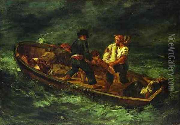 After the Shipwreck Oil Painting - Eugene Delacroix
