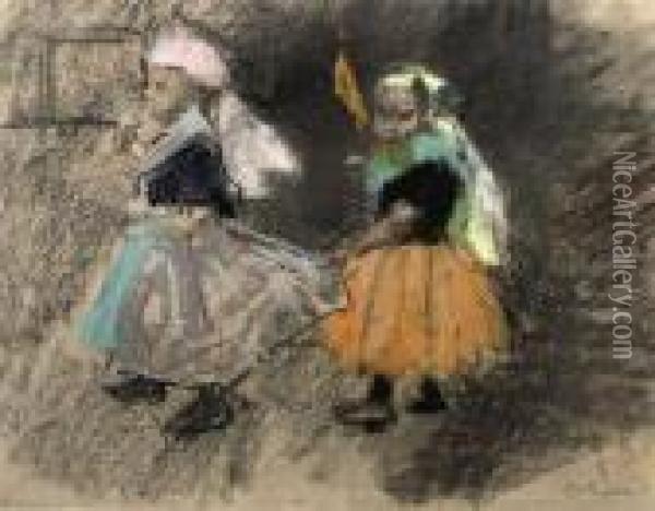 Hartjesdag: Children On Hartjesdag Oil Painting - George Hendrik Breitner