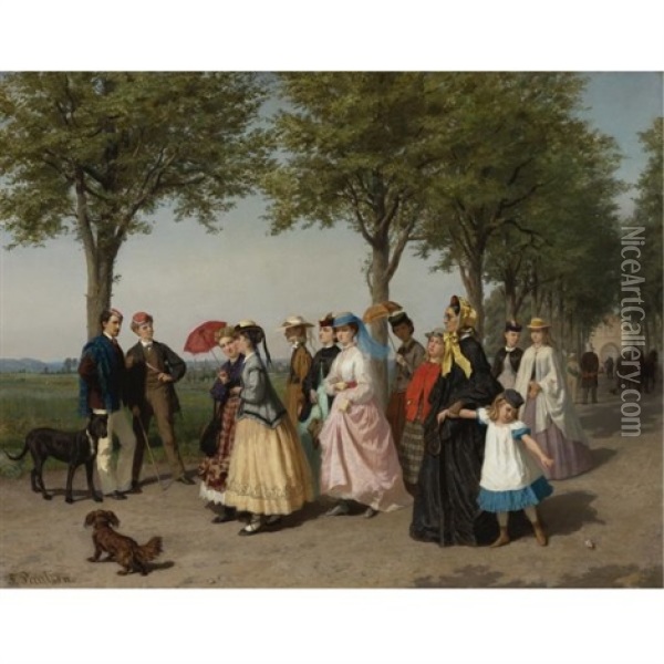 The Ladies Promenade Oil Painting - Fritz Paulsen