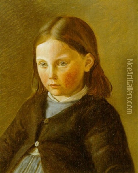 Portraet Af Lille Pige Oil Painting - Ernst Christian Clausen Laub