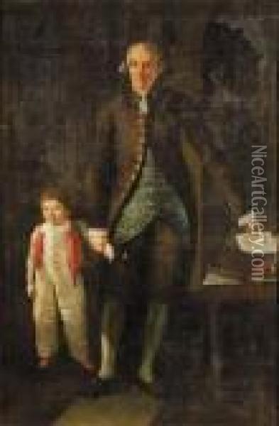 Ritratto Del Marchese Cambiaso Con Bambino Oil Painting - Anton von Maron