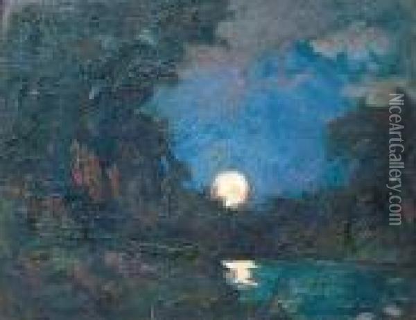 Paysage Au Clair De Lune Oil Painting - Petrascu Gheorghe