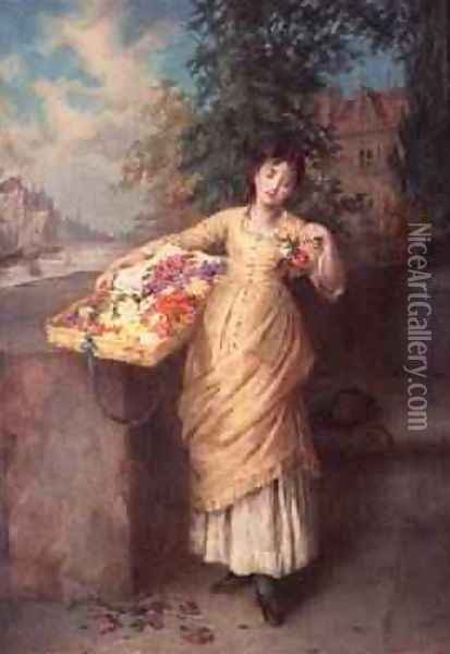 The Flower Seller 1882 Oil Painting - Augustus Edward Mulready