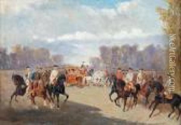 Excursion In The Imperial Coach Oil Painting - Alexander Ritter Von Bensa