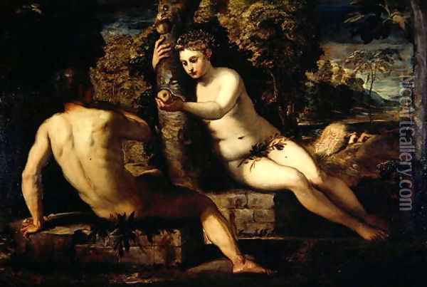 The Temptation of Adam and Eve Oil Painting - Jacopo Tintoretto (Robusti)