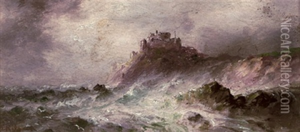A Stormy Day, Gorey Castle Oil Painting - Sarah Louise Kilpack