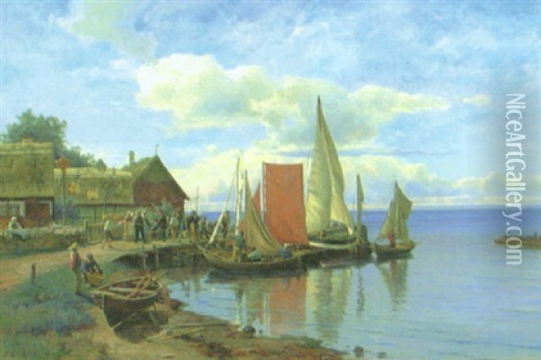 Skanskt Fiskelage, Formodligen Fran Kullens Norra Sida Oil Painting - Edward (Johan-Edvard) Bergh
