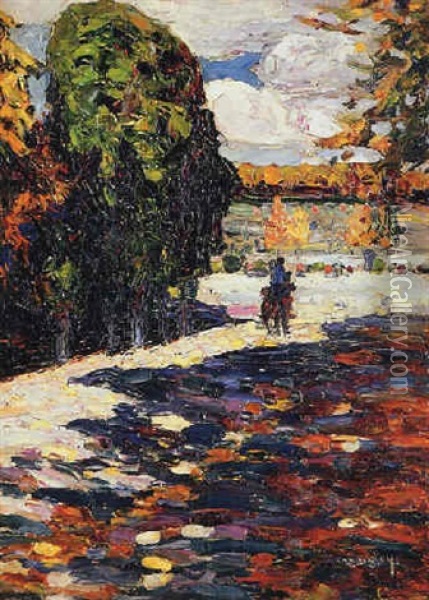Park Von St. Cloud - Mit Reiter Oil Painting - Wassily Kandinsky