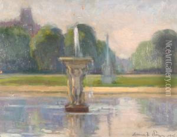 Fountain In The Garden Oil Painting - Albert Nikolaivich Benua