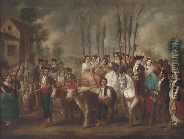 A wedding procession Oil Painting - Spanish School