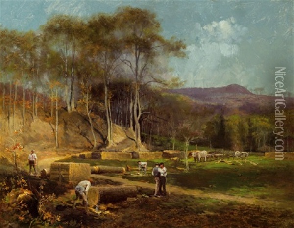 Holzarbeiter Im Wienerwald Oil Painting - Emil Jacob Schindler