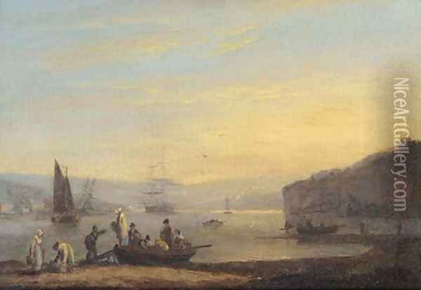 Passengers disembarking from the Dart ferry Oil Painting - Thomas Luny