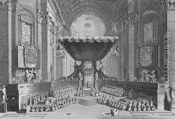 Canonization of Saints in St. Peters Church in Rome, in 1712, engraved by T. Brown, from World Religion, published by A. Fullarton and Co. Oil Painting - Picart