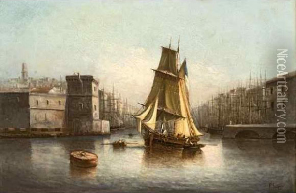 Oilier Dans Le Port De Marseille. Oil Painting - Paul Seignon