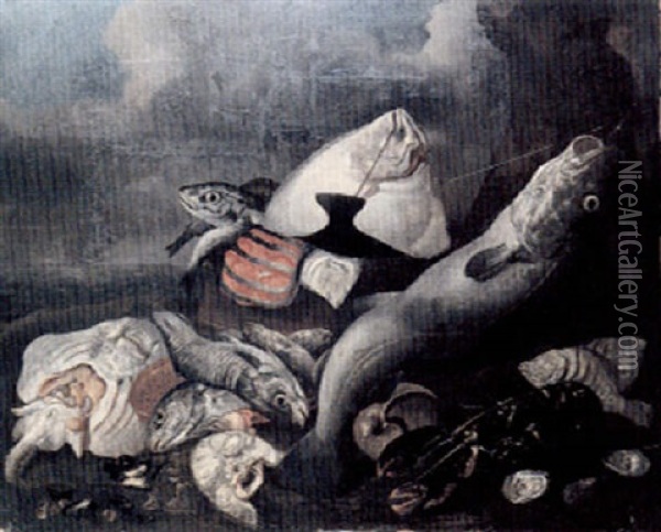 Nature Morte De Poissons Oil Painting - Pieter Van Noort