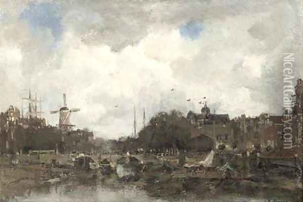 A Dutch city in summer Oil Painting - Jacob Henricus Maris