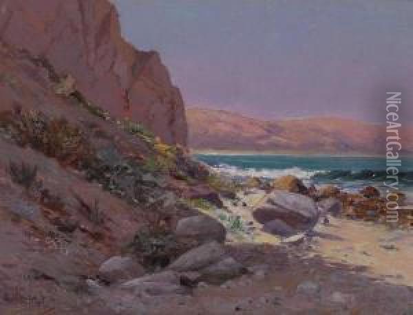 Santa Barbara Coast Oil Painting - Elmer Wachtel